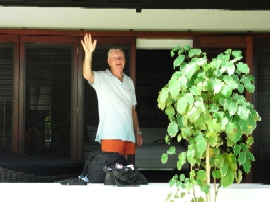 Waving farewell for distant shores